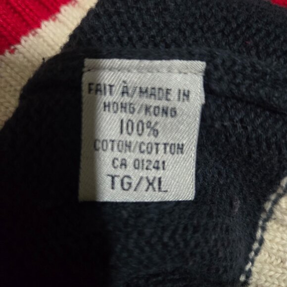 Vintage 90s Y2K Varsity Sweater Blokette Preppy Retro Size XL Blue Red Cotton - Picture 11 of 11